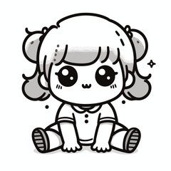 vector line art image of a child