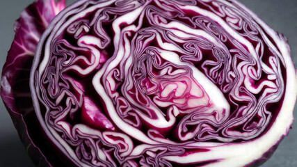 Obraz premium Macro Red Cabbage Cross-Section.