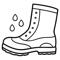 Hiking Boots & Footwear Vector silhouette line art