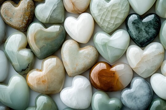 Heart-shaped nephrite jade, various colors
