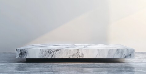 White Marble Platform Display Against Light Background