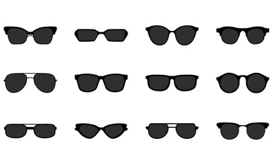 Set of sunglasses dark glasses fashion collection illustration