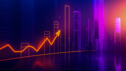 Fototapeta premium A graph with an upward arrow, symbolizing growth, progress, and the increasing trend of information.