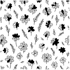 Dainty floral silhouettes create a seamless and elegant botanical wallpaper design
