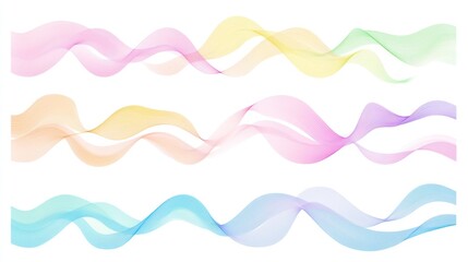 Fototapeta premium Abstract colorful waves flowing across white background, for decoration or design