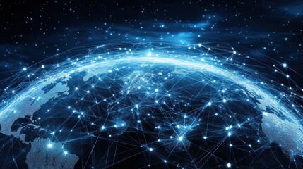 Obraz premium Global Network Digital World Internet Connection Data Flow