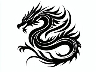 Black Dragon Illustration on White Background