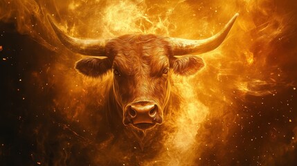 Fiery Bull  Burning Bull  Taurus Zodiac Sign  Golden Bull  Powerful Animal