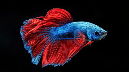 Fototapeta premium Vibrant Red and Blue Siamese Fighting Fish
