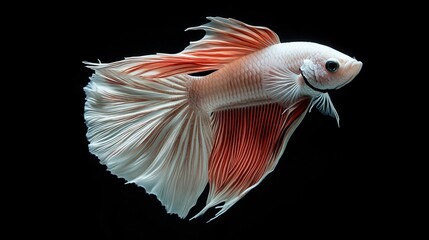 Fototapeta premium Elegant Siamese Fighting Fish Red White Halfmoon Betta