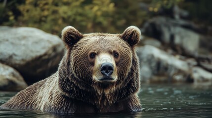 Obraz premium Grizzly Bear in Water Wildlife Photography Nature