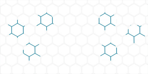 Seamless blue hexagonal pattern design with a geometric honeycomb texture