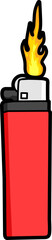 illustration of a red matchstick, emitting fire