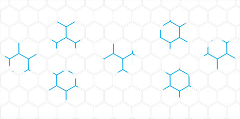 Abstract Blue Hexagon Seamless Pattern with Geometric Design