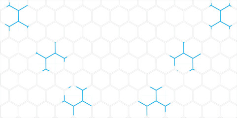 A seamless blue hexagon pattern with a honeycomb texture creates a geometric and technological vector design
