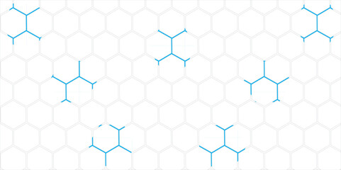 Abstract Blue Hexagon Seamless Pattern with Geometric Design