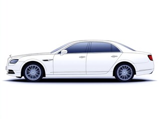Obraz premium Luxury Sedan Profile, White Exterior, Studio Shot
