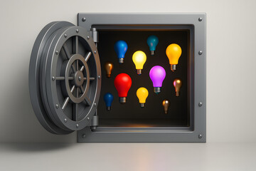 3D vault full of ideas — conceptual image showing creativity as the new financial capital