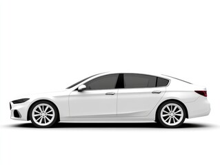 Naklejka premium White Sedan Profile Against White Background