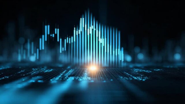 Digital Trading Visualized: Immerse yourself in the captivating world of digital trading, where financial data comes alive through an abstract representation of stocks, charts.