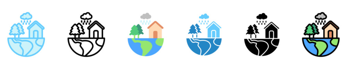 Ecosystem multi style, mini illustration icon. use for modern concept, print, UI, UX kit, web and app development. Vector EPS 10, related to business, green industry, eco friendly and economy .