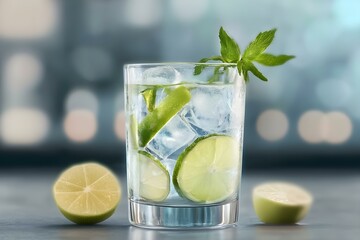 Refreshing Gin and Tonic Cocktail Isolated on Transparent Background