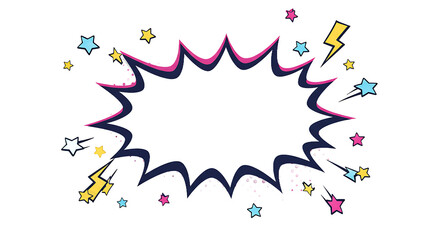 Obraz premium Comic style explosion with stars and lightning bolts on a black background design element