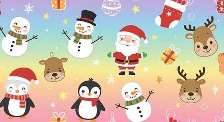 Rainbow Christmas Cheer Winter Wonderland Fun A Festive Rainbow Parade Joyful Holiday Characters Christmas Spirit Sparkle Sweet Holiday Greetings Magical Christmas Dreams AI Generated