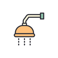 Bathroom shower colored icons, minimalist vector illustration ,simple transparent graphic element .Isolated on white background