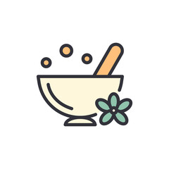 Herbal medicine colored icons, minimalist vector illustration ,simple transparent graphic element .Isolated on white background