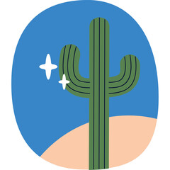 Minimal Flat Vector Illustration of a Cactus