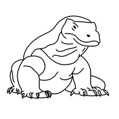 Coloring Line Art Komodo Dragon Indonesian Endemic Animal for Wildlife Conservation, Biodiversity Education, and Jungle Fauna Illustration