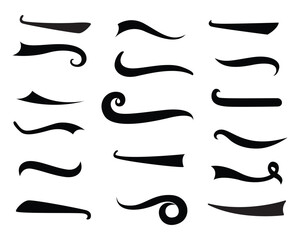 Typographic swash and swooshes tails. Retro swishes and swashes for athletic typography, logos, baseball font