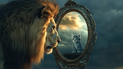 Person reflecting in antique handheld mirror