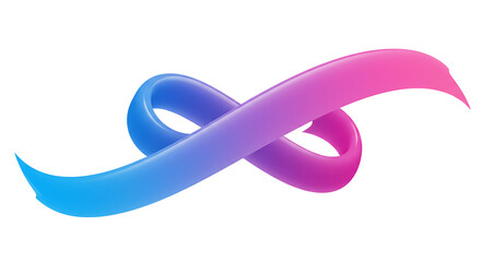 Fototapeta premium Abstract ribbon with a gradient from blue to pink on a black background rendering design