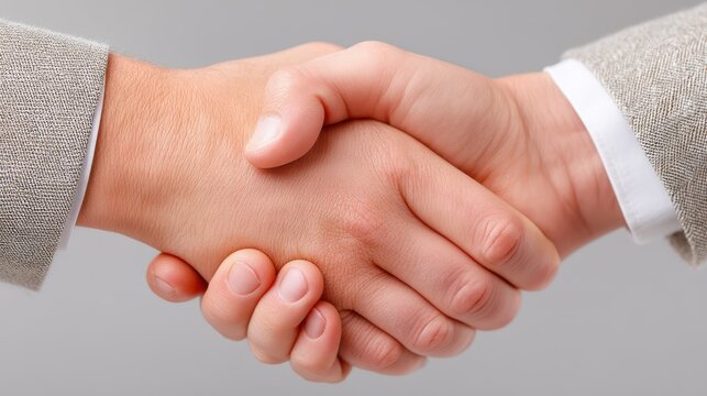 Synergy and success, two people shaking hands in a collaborative partnership 