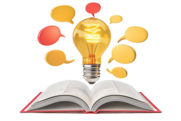 Knowledge lightbulb with book ideas information and communication conceptualized