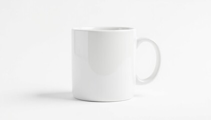 Fototapeta premium Classic white ceramic mug, isolated on pure white background , template, crockery