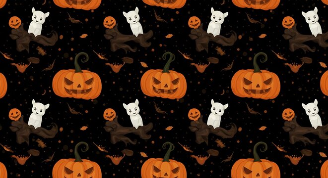 Spooky Season Night Flight Midnight Pumpkin Pals Halloween Kitty Carvings Cats And Pumpkins Dance Autumnal Spooktacular Feline Halloween Fun AI Generated
