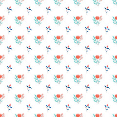 Seamless Modern Floral Pattern With Bright Colors and Elegant Design