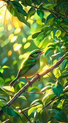 Fototapeta premium green leaves on the branch