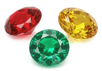 Fototapeta premium Three colorful gems isolated on white background