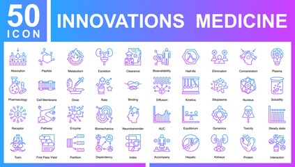 Innovations in Medicine Icon Collection and Symple Concept Outline Gradient