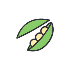 Peas colored icons, minimalist vector illustration ,simple transparent graphic element .Isolated on white background