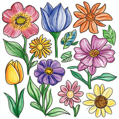 seamless pattern with colorful flowers