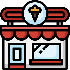 ice cream shop illustration on a white background     