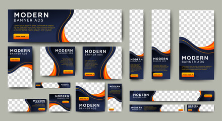 Business Advertising Banners template design with black and red background concept. vector