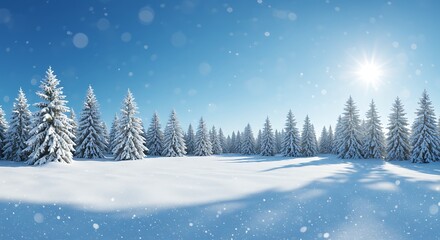 Fototapeta premium Winter's Embrace A Sunlit Snowscape AI Generated