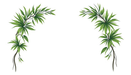 Vibrant green leaves in artistic arrangement.
