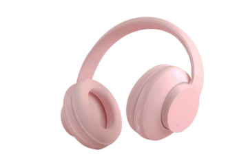 Stylish pink headphones for listening to music podcasts and audiobooks in comfort